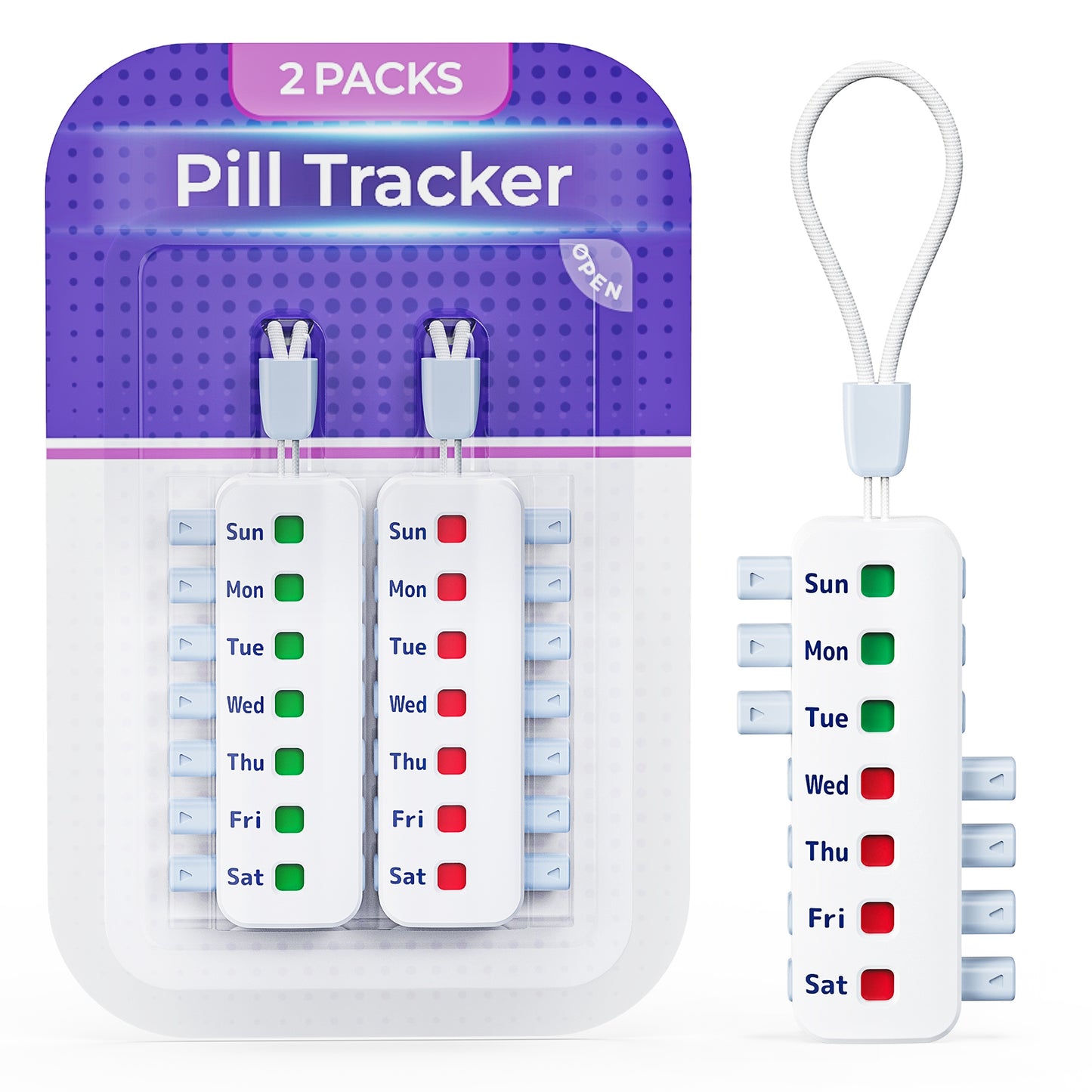 FEATY Compact Pill Reminder, Reusable Pill Tracker
