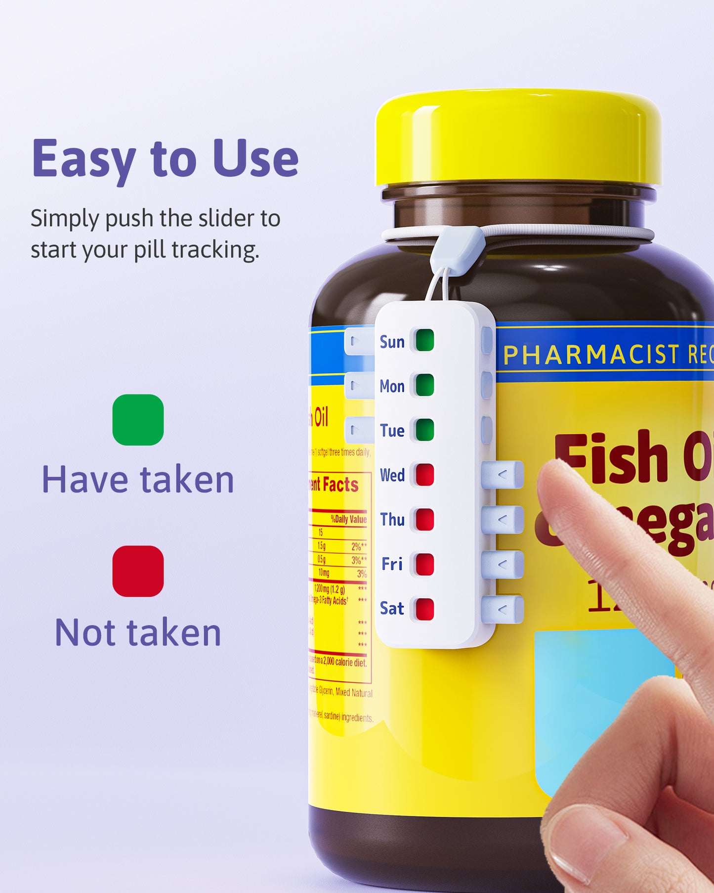 FEATY Compact Pill Reminder, Reusable Pill Tracker